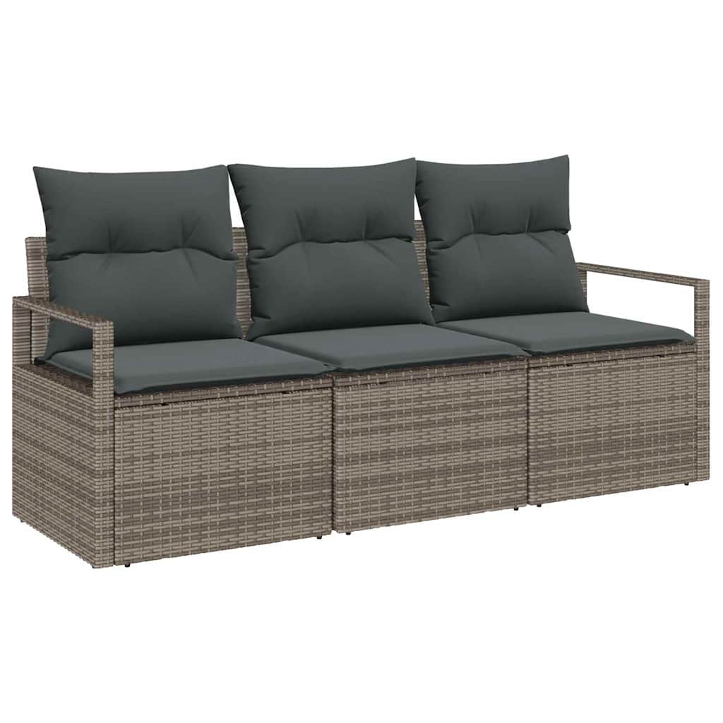 vidaXL Zestaw Sof 3 pcs Szary polirattan