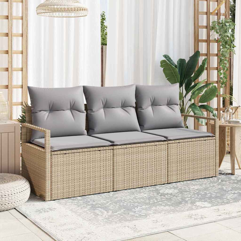 vidaXL Zestaw Sof 3 pcs Beżowy polirattan