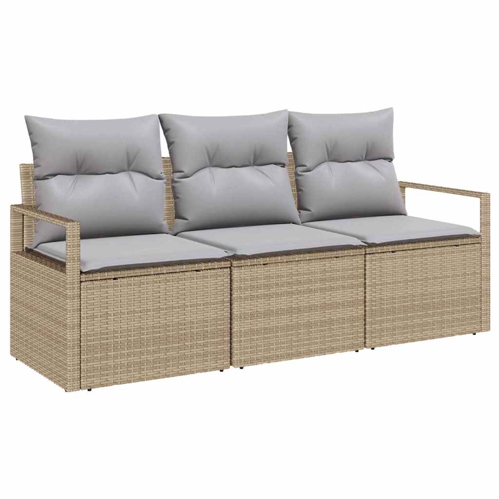 vidaXL Zestaw Sof 3 pcs Beżowy polirattan