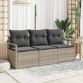 vidaXL Zestaw Sof 3 pcs Jasnoszary polirattan