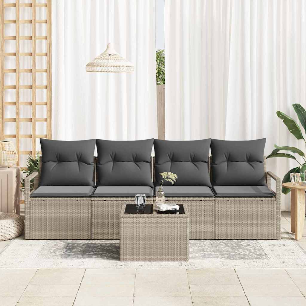 vidaXL Zestaw Sof 5 pcs Jasnoszary i Ciemnoszary polirattan