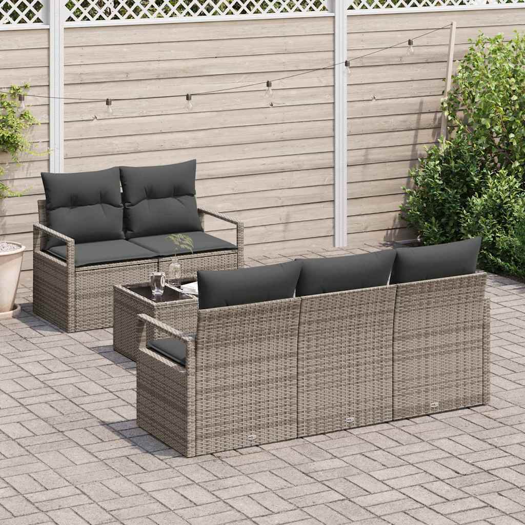 vidaXL Zestaw Sof z poduszką 6 pcs Szary polirattan