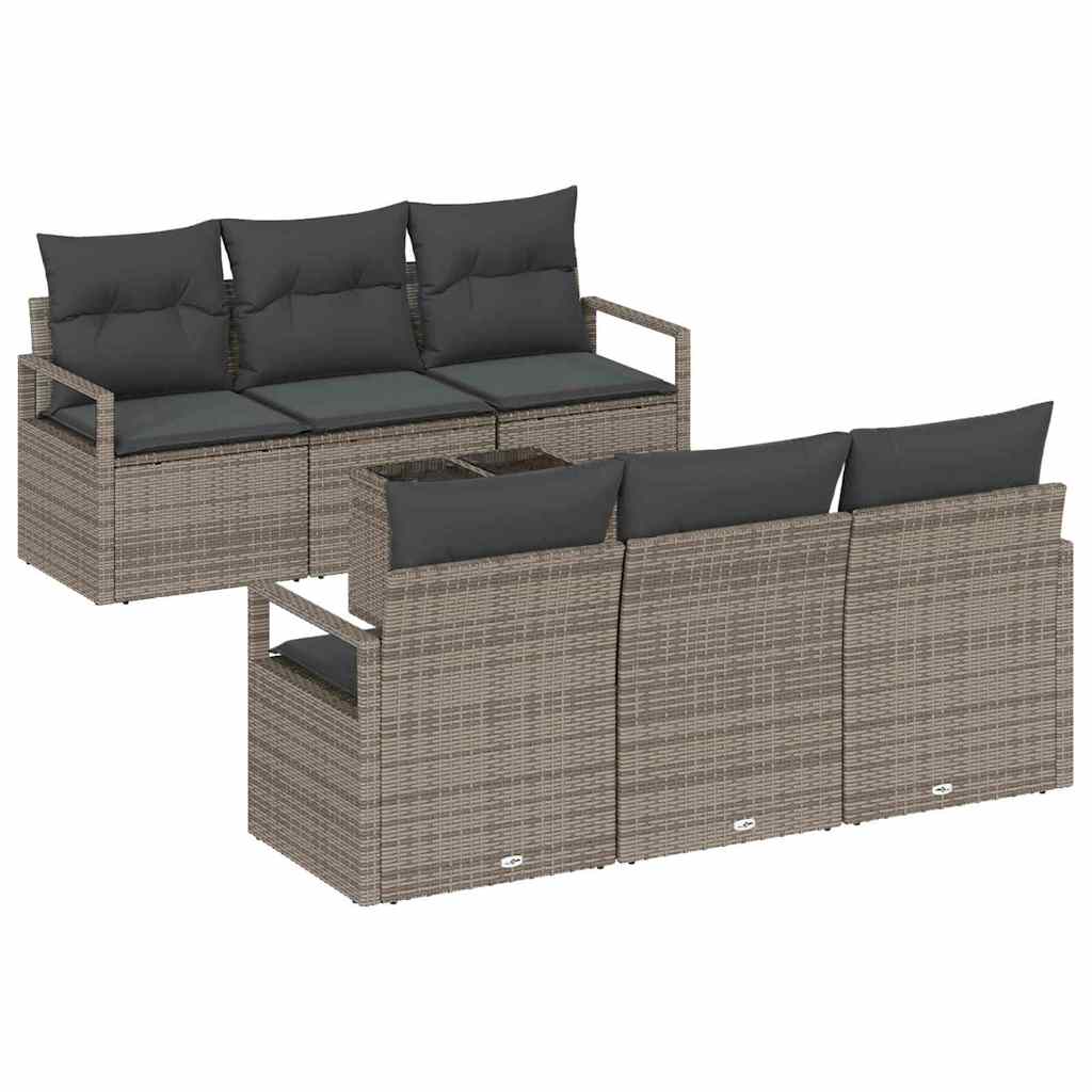 vidaXL Zestaw Sof z poduszką 7 pcs Szary polirattan