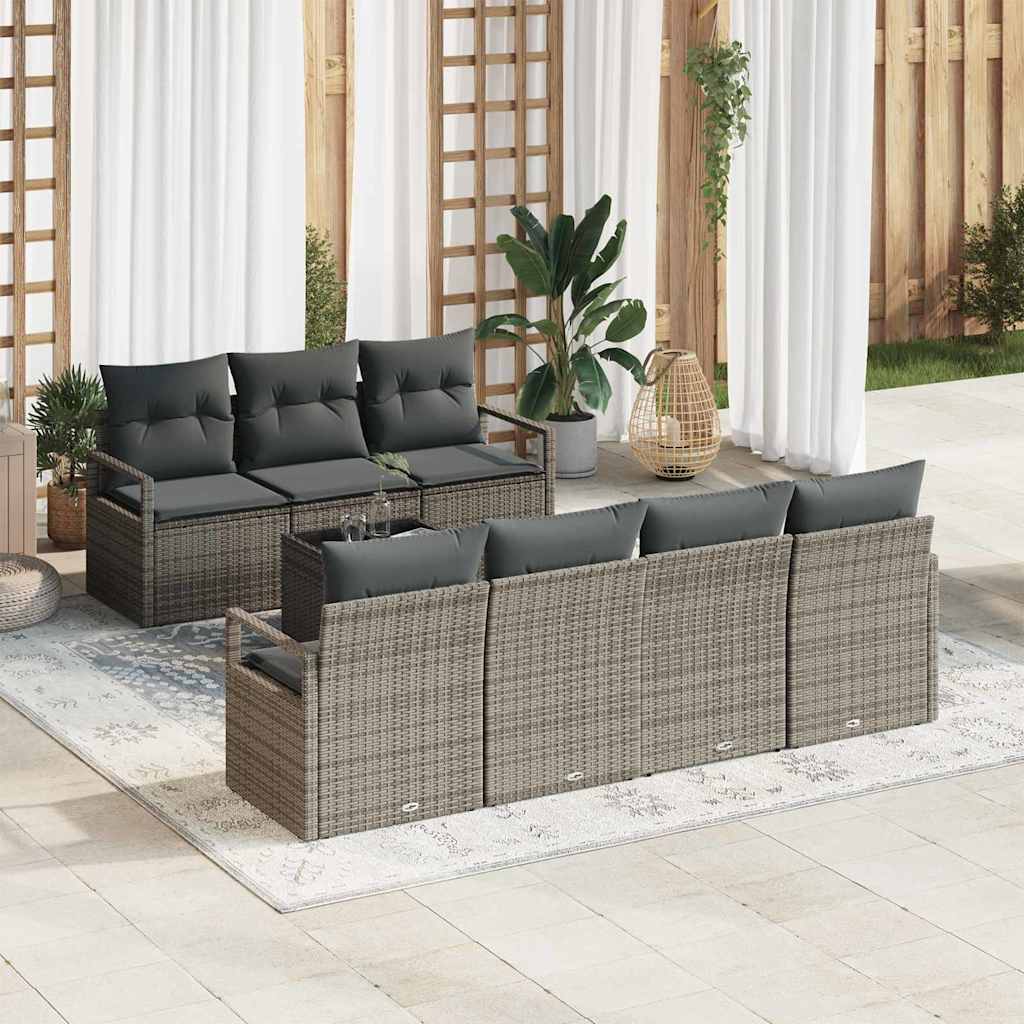 vidaXL Zestaw Sof z poduszką 8 pcs Szary polirattan