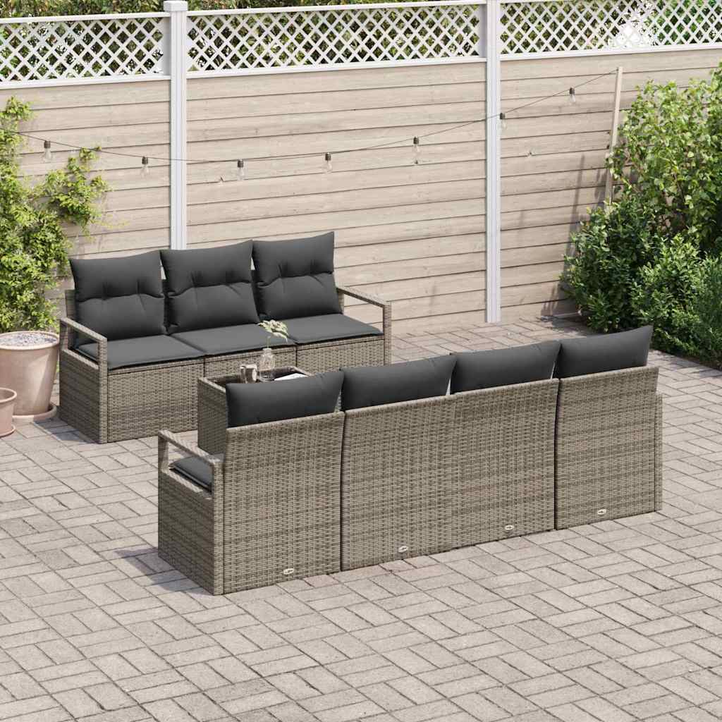 vidaXL Zestaw Sof z poduszką 8 pcs Szary polirattan