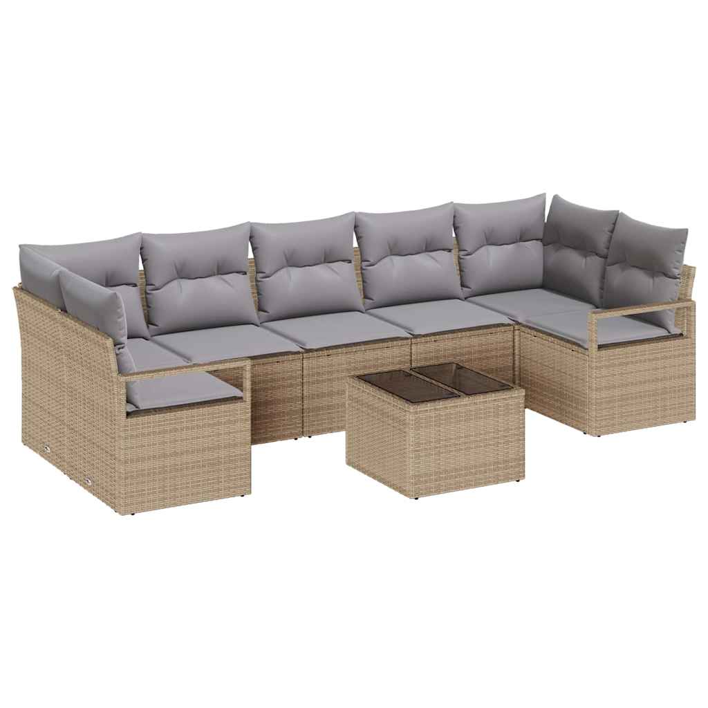 vidaXL Zestaw Sof 8 szt. 7-Liczba miejsc Beżowy i szary polirattan