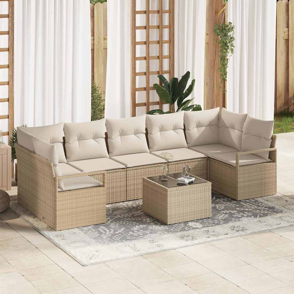 vidaXL Zestaw Sof 8 pcs Beżowy i kremowy polirattan
