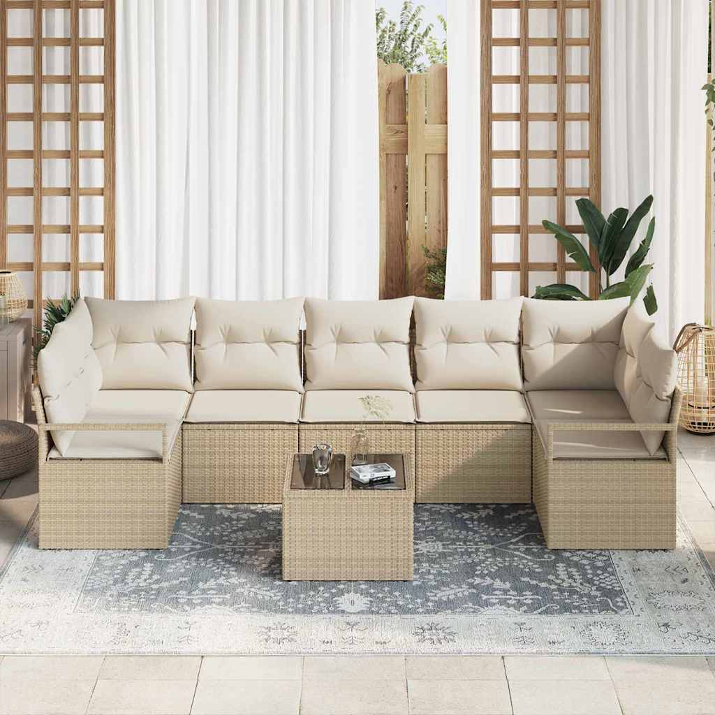 vidaXL Zestaw Sof 8 pcs Beżowy i kremowy polirattan