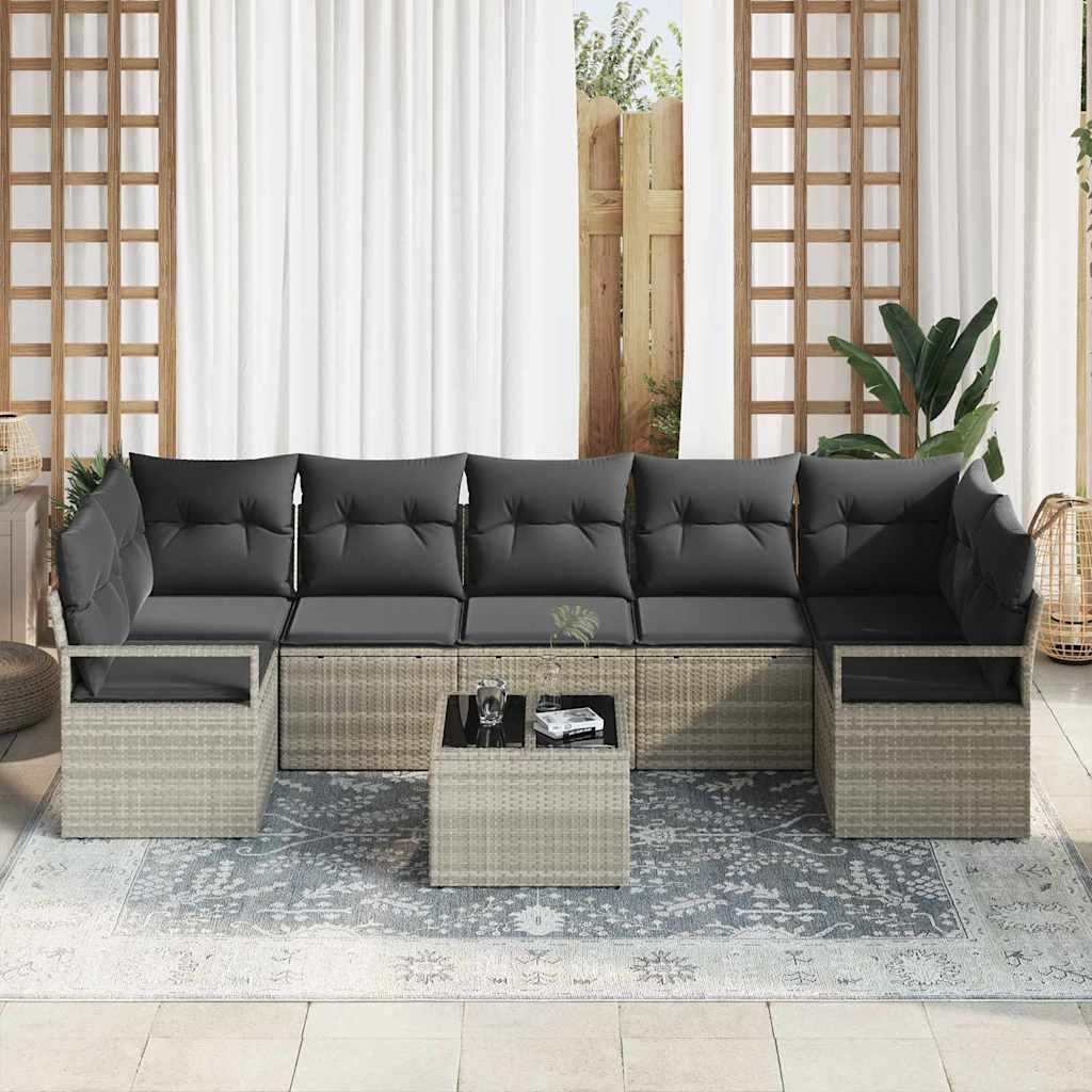 vidaXL Zestaw Sof 8 pcs Jasnoszary i ciemnoszary polirattan