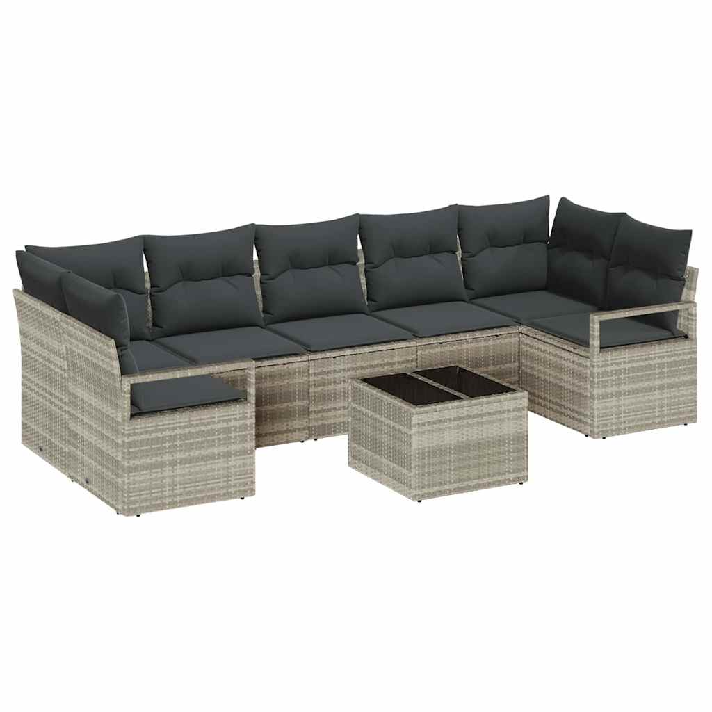 vidaXL Zestaw Sof 8 pcs Jasnoszary i ciemnoszary polirattan