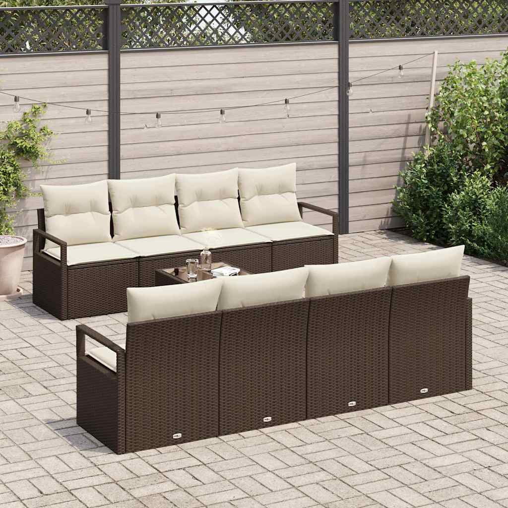 vidaXL Zestaw Sof z poduszką 7 pcs Brązowy i Kremowy polirattan