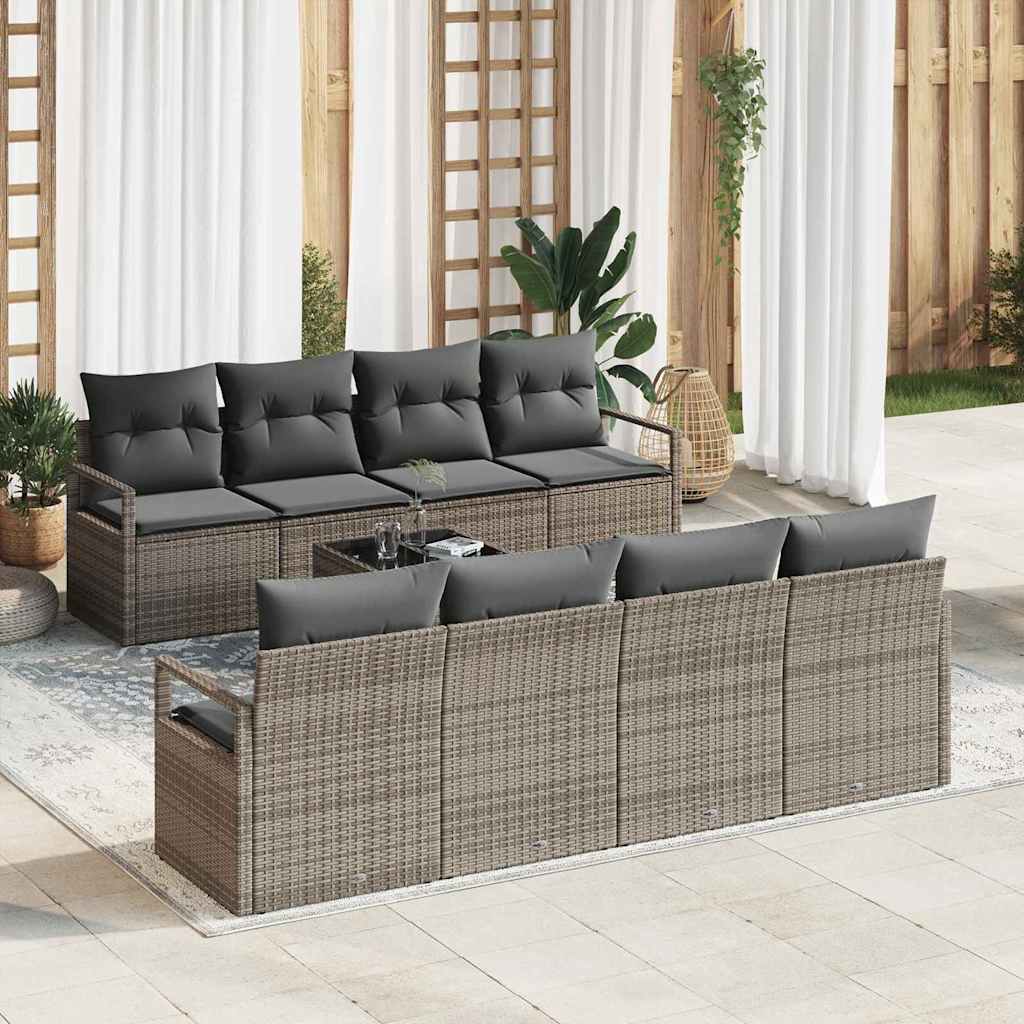 vidaXL Zestaw Sof z poduszką 7 pcs Szary polirattan