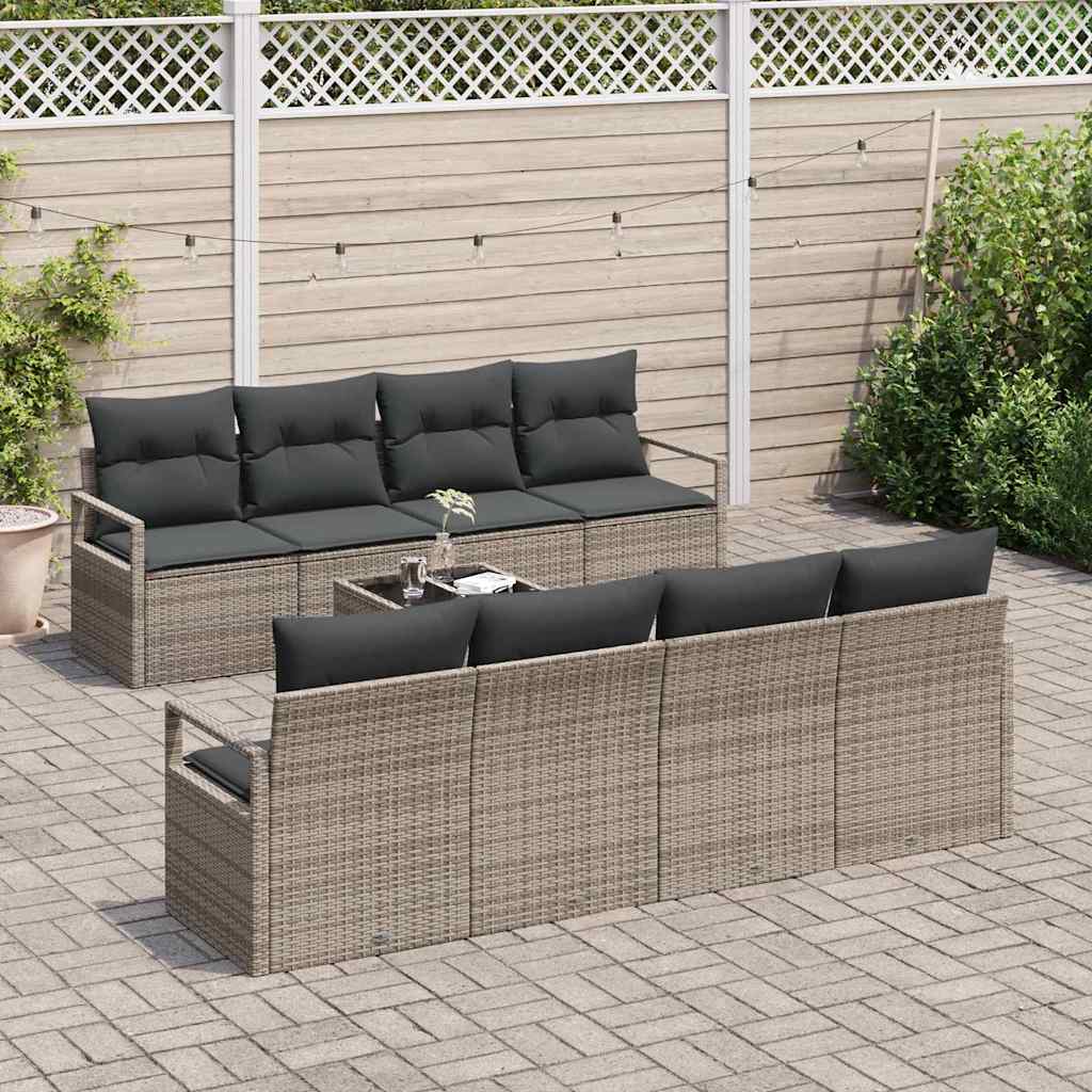 vidaXL Zestaw Sof z poduszką 7 pcs Szary polirattan