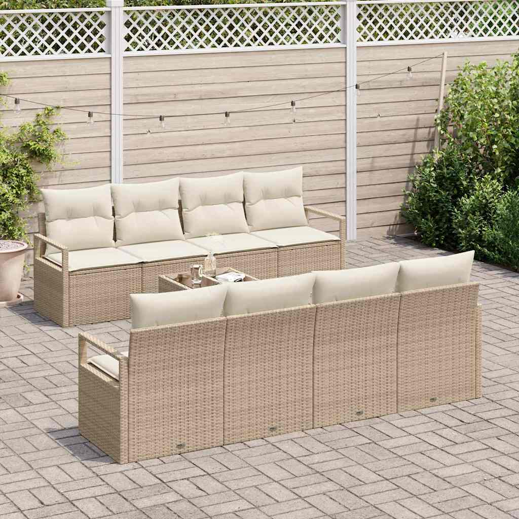 vidaXL Zestaw Sof z poduszką 7 pcs Beżowy i kremowy polirattan