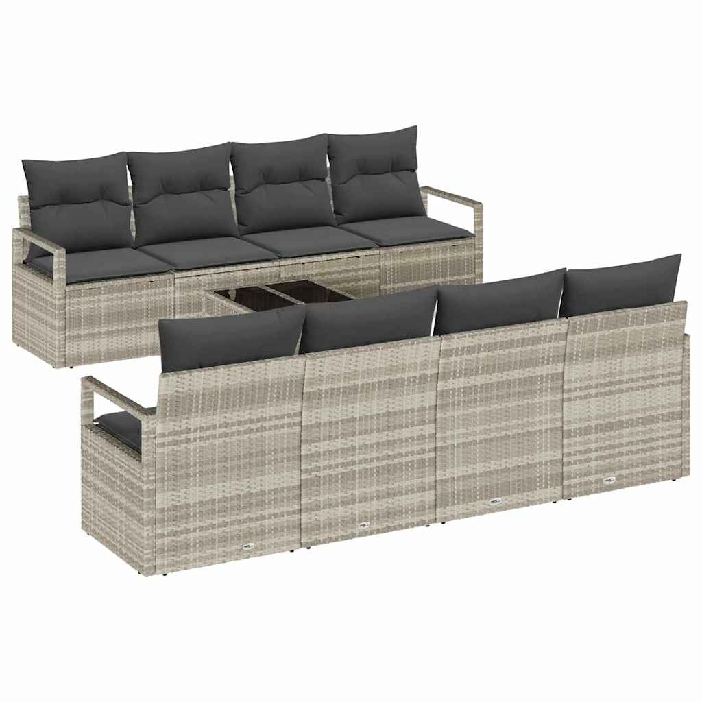 vidaXL Zestaw Sof z poduszką 7 pcs Jasnoszary polirattan