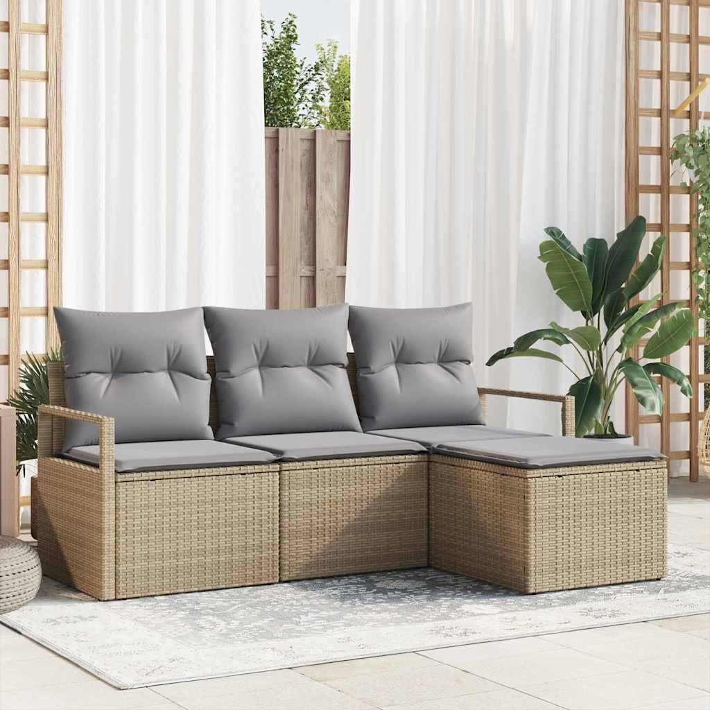 vidaXL Zestaw Sof 4 pcs Beżowy polirattan