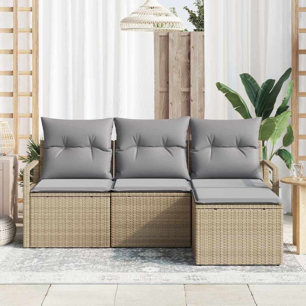 vidaXL Zestaw Sof 4 pcs Beżowy polirattan