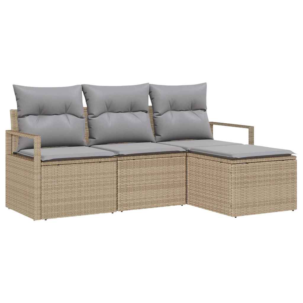 vidaXL Zestaw Sof 4 pcs Beżowy polirattan