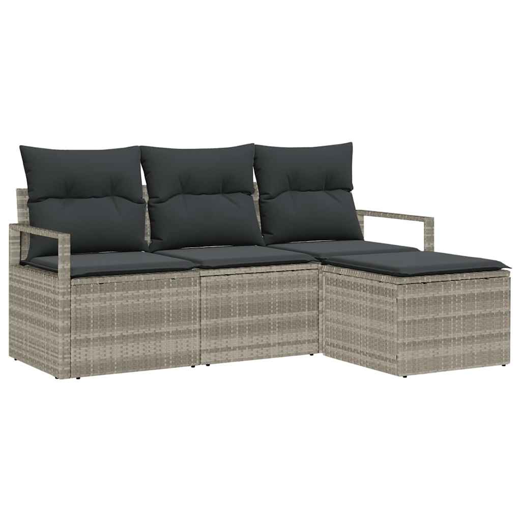 vidaXL Zestaw Sof 4 pcs Jasnoszary polirattan