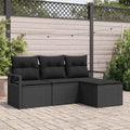 vidaXL Zestaw Sof 4 pcs Czarny polirattan