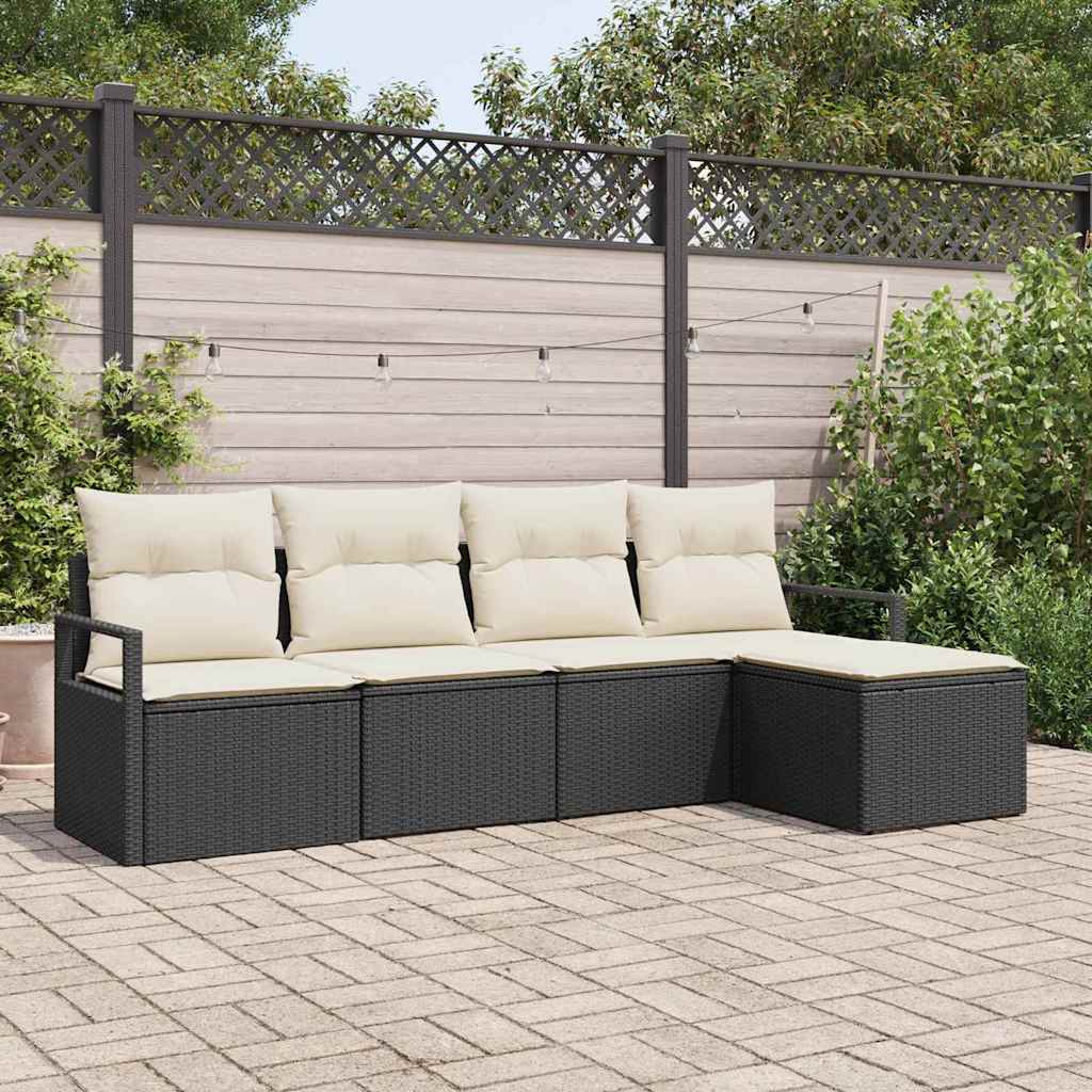 vidaXL Zestaw Sof 5 pcs Czarny polirattan