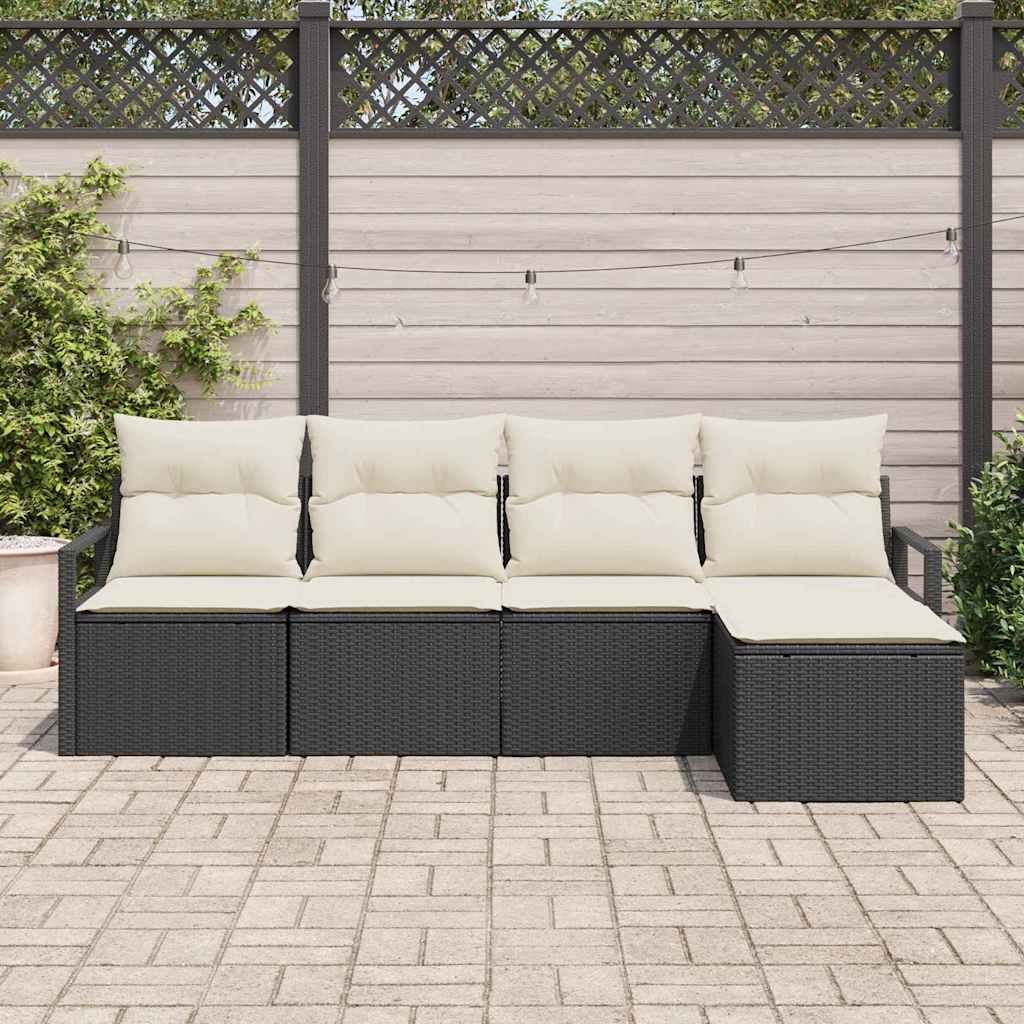 vidaXL Zestaw Sof 5 pcs Czarny polirattan