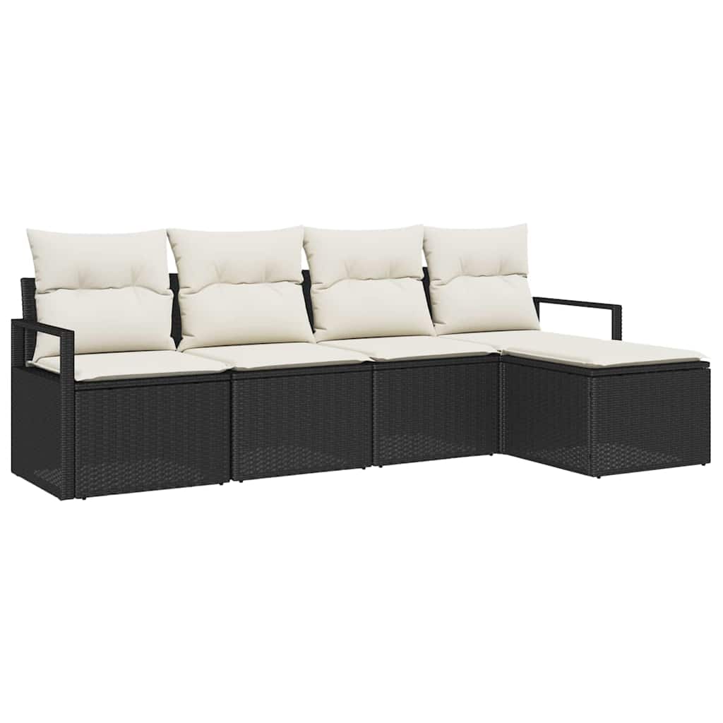 vidaXL Zestaw Sof 5 pcs Czarny polirattan