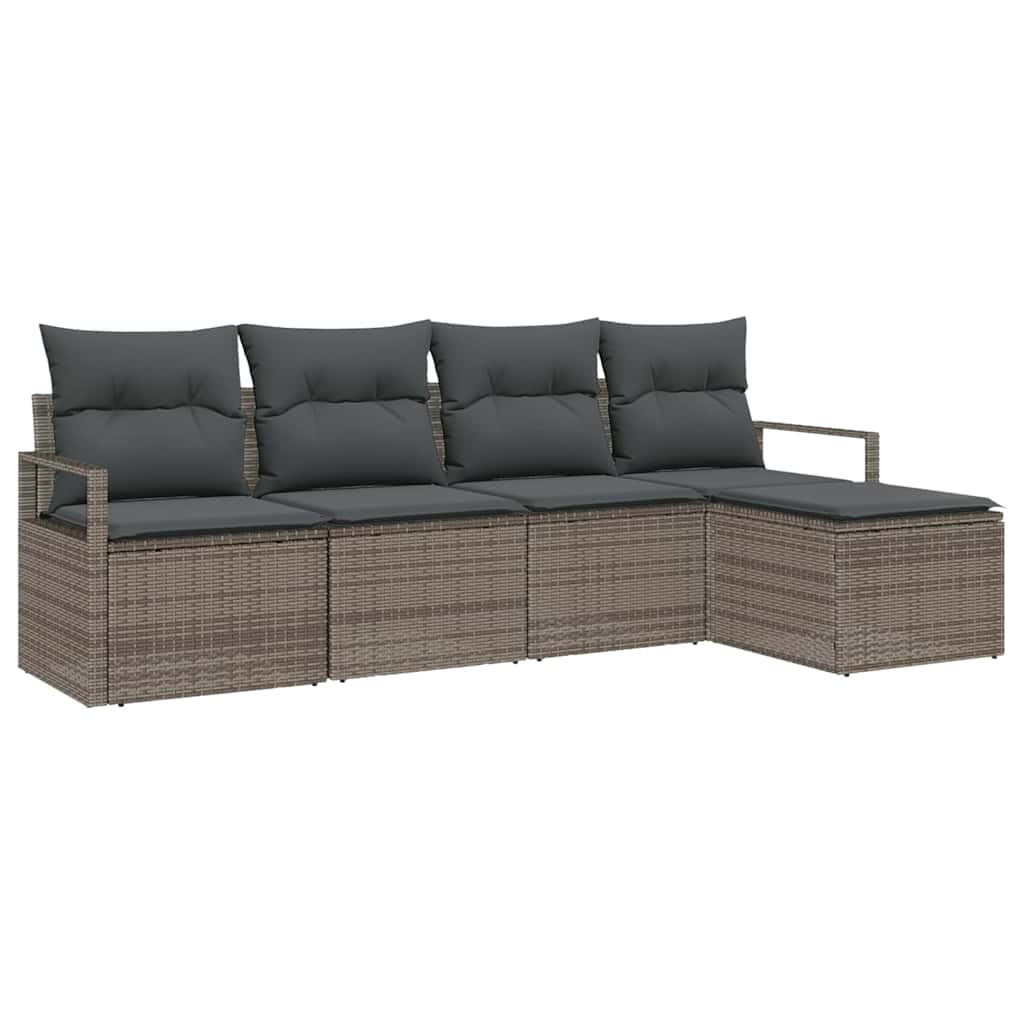 vidaXL Zestaw Sof 5 pcs Szary polirattan