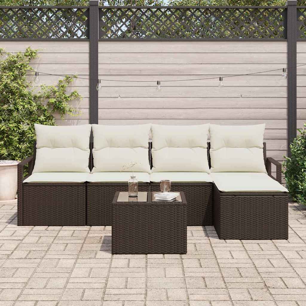 vidaXL Zestaw Sof z poduszką 6 pcs Brązowy polirattan