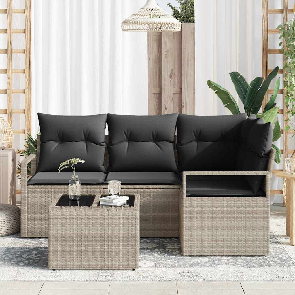 vidaXL Zestaw Sof 5 pcs Jasnoszary polirattan