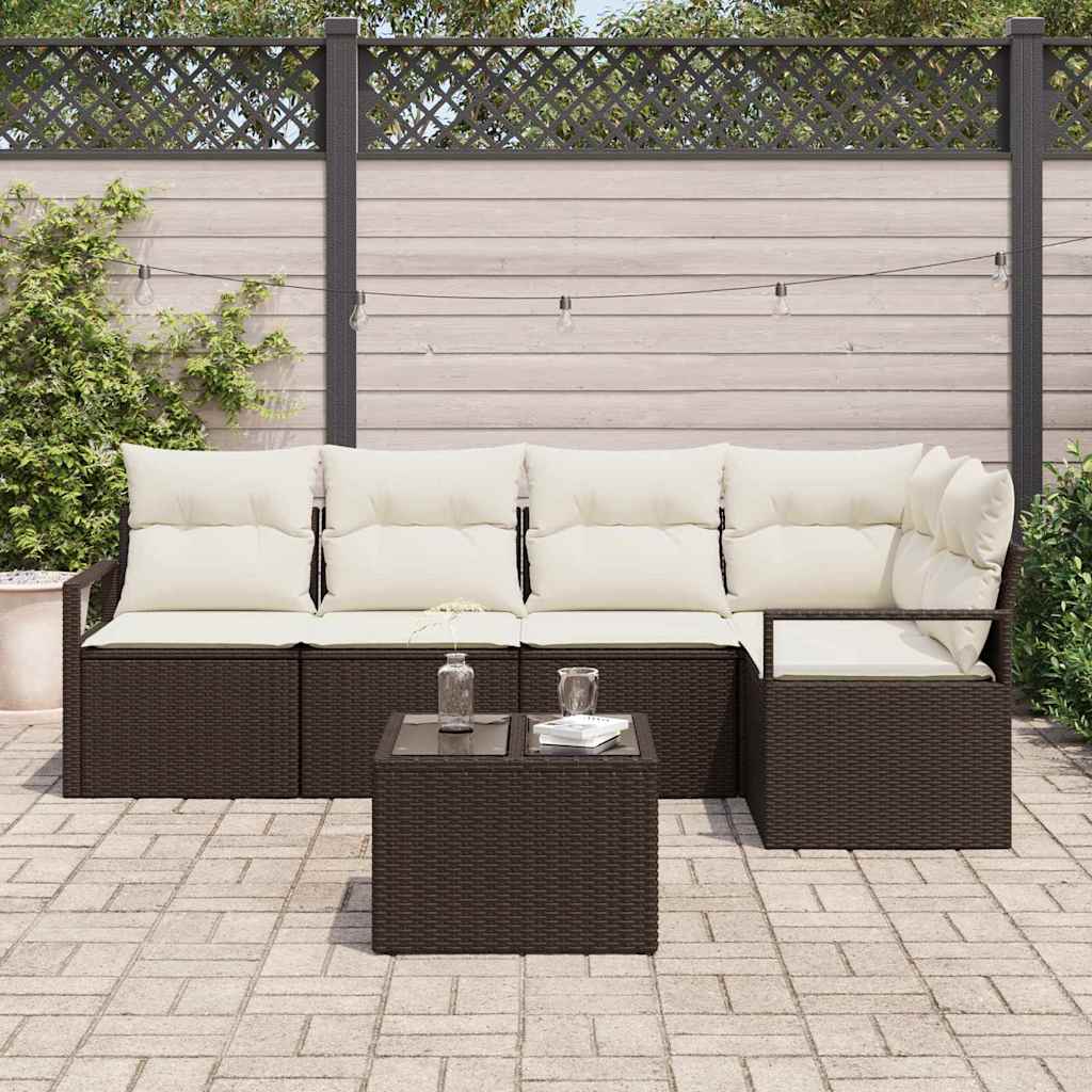 vidaXL Zestaw Sof z poduszką 6 pcs Brązowy polirattan