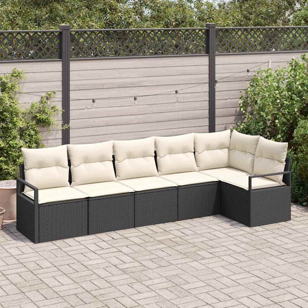 vidaXL Zestaw Sof 6 pcs Czarny polirattan