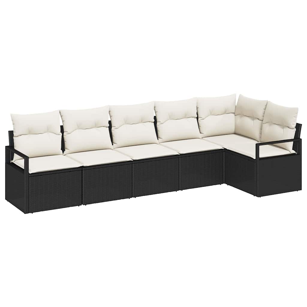vidaXL Zestaw Sof 6 pcs Czarny polirattan