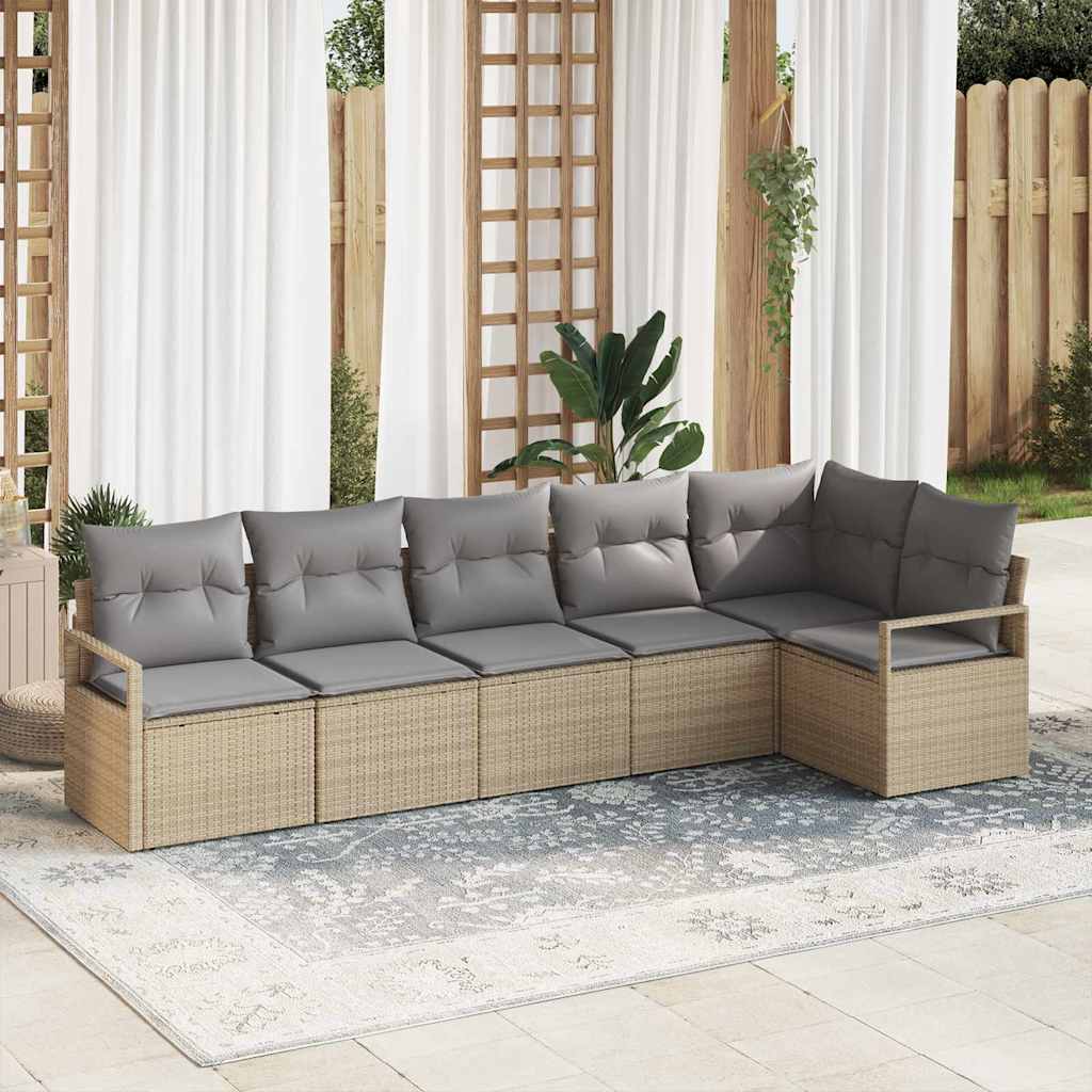 vidaXL Zestaw Sof 6 pcs Beżowy polirattan