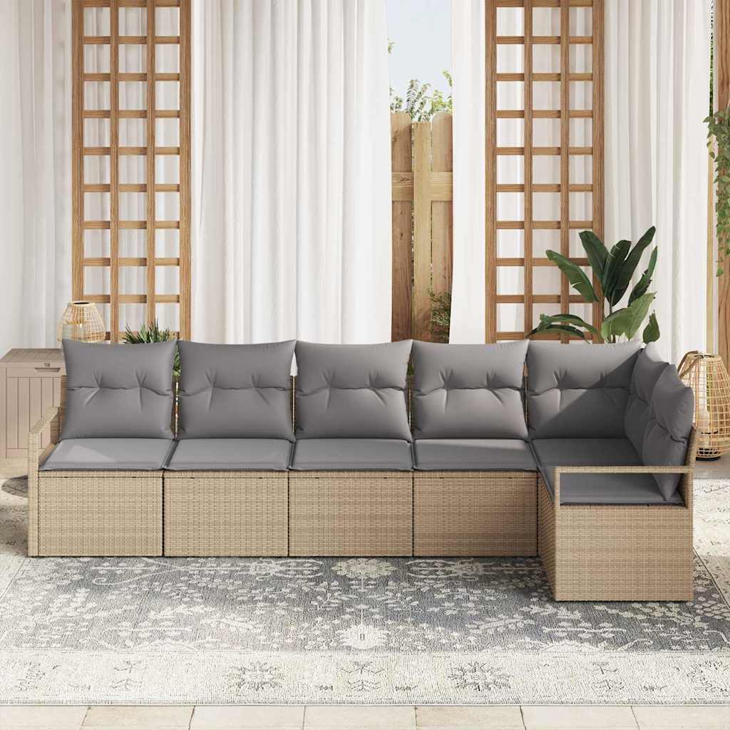 vidaXL Zestaw Sof 6 pcs Beżowy polirattan