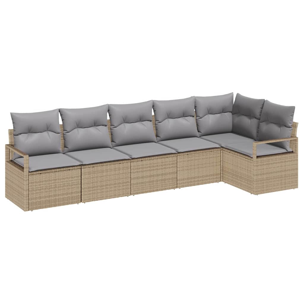 vidaXL Zestaw Sof 6 pcs Beżowy polirattan