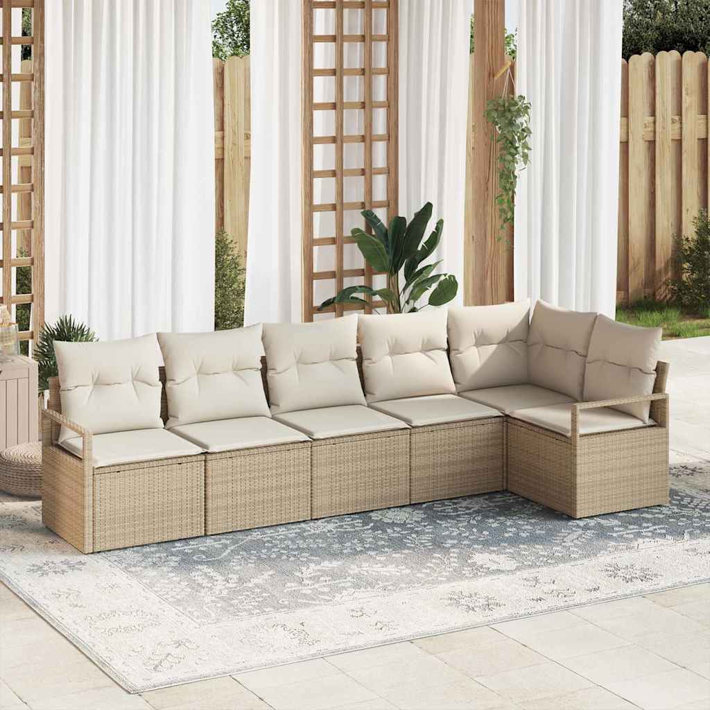 vidaXL Zestaw Sof 6 pcs Beżowy polirattan