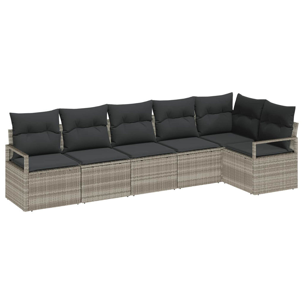 vidaXL Zestaw Sof 6 pcs Jasnoszary polirattan