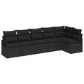 vidaXL Zestaw Sof 6 pcs Czarny polirattan