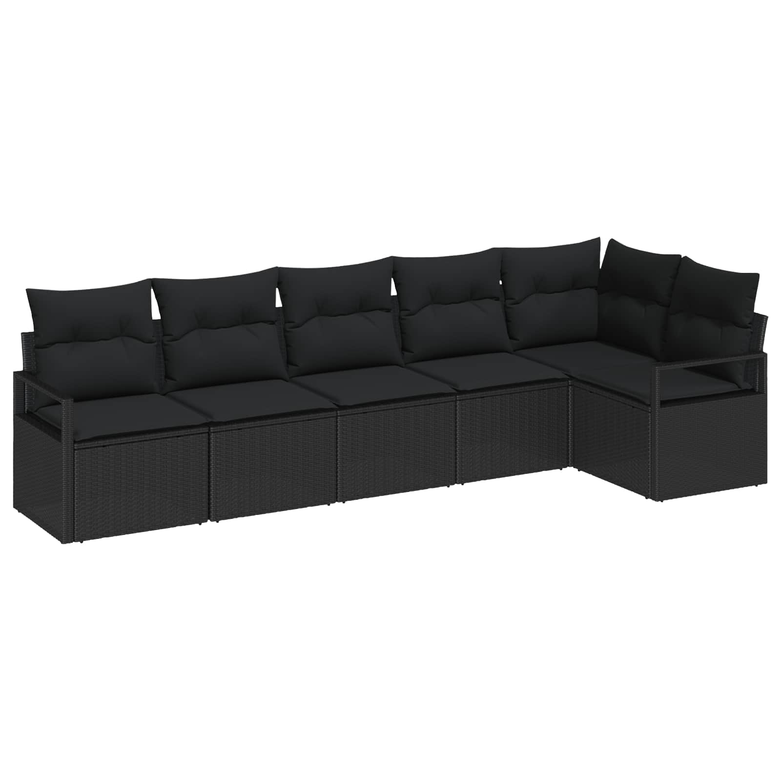 vidaXL Zestaw Sof 6 pcs Czarny polirattan