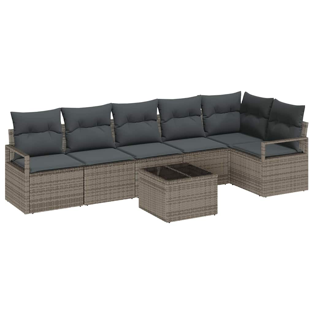 vidaXL Zestaw Sof z poduszką 7 pcs Szary polirattan