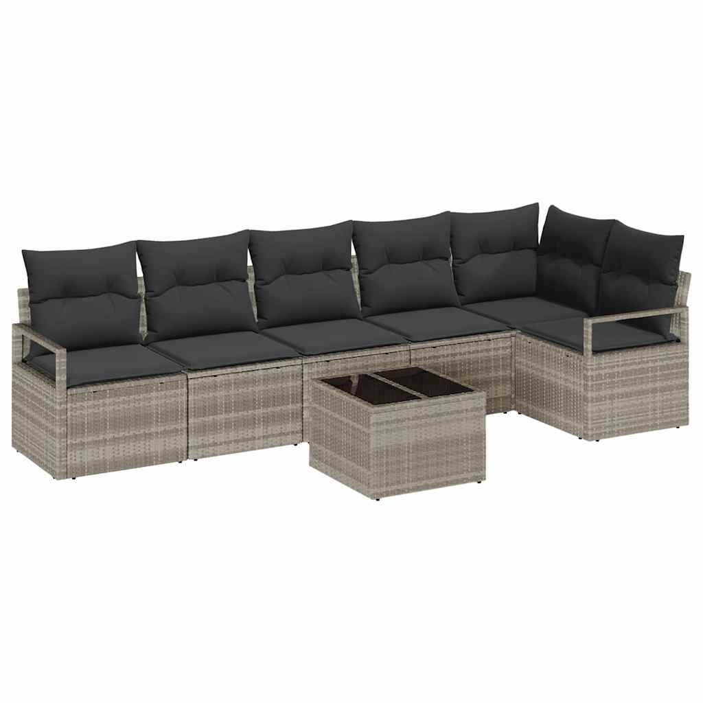 vidaXL Zestaw Sof 7 pcs Jasnoszary polirattan
