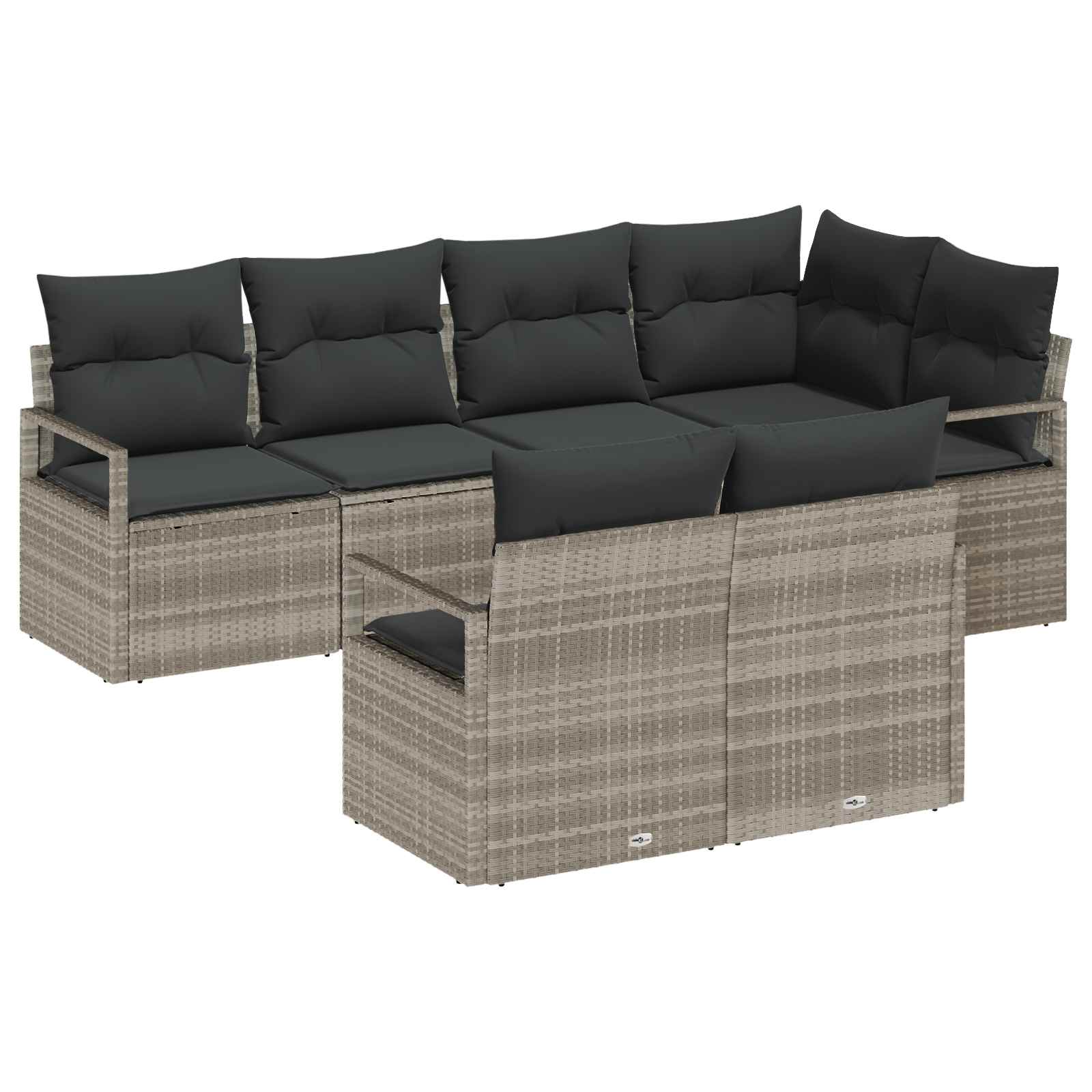 vidaXL Zestaw Sof 7 pcs Jasnoszary polirattan