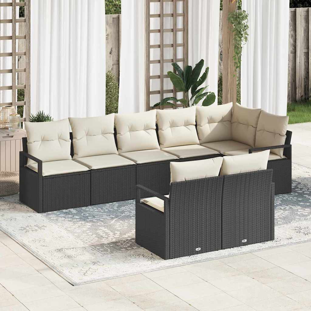 vidaXL Zestaw Sof 8 pcs Czarny polirattan