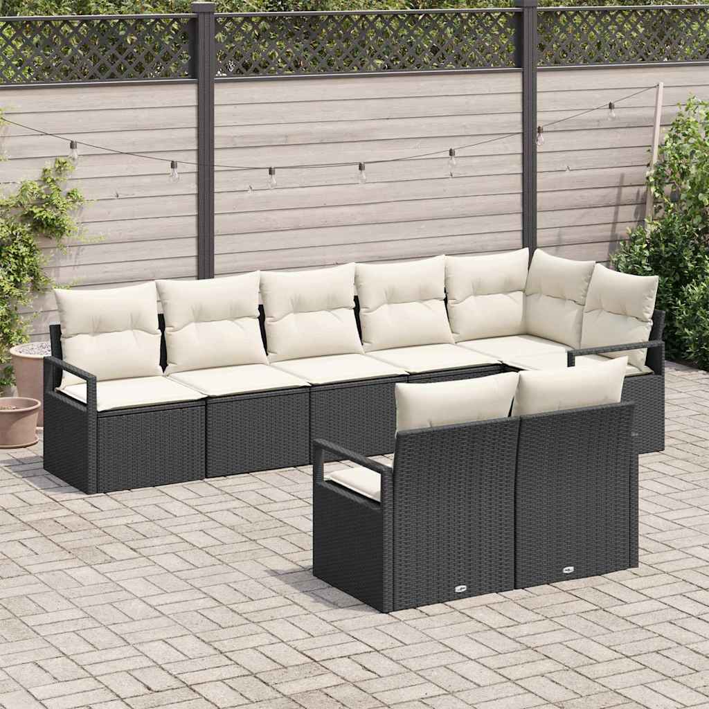 vidaXL Zestaw Sof 8 pcs Czarny polirattan