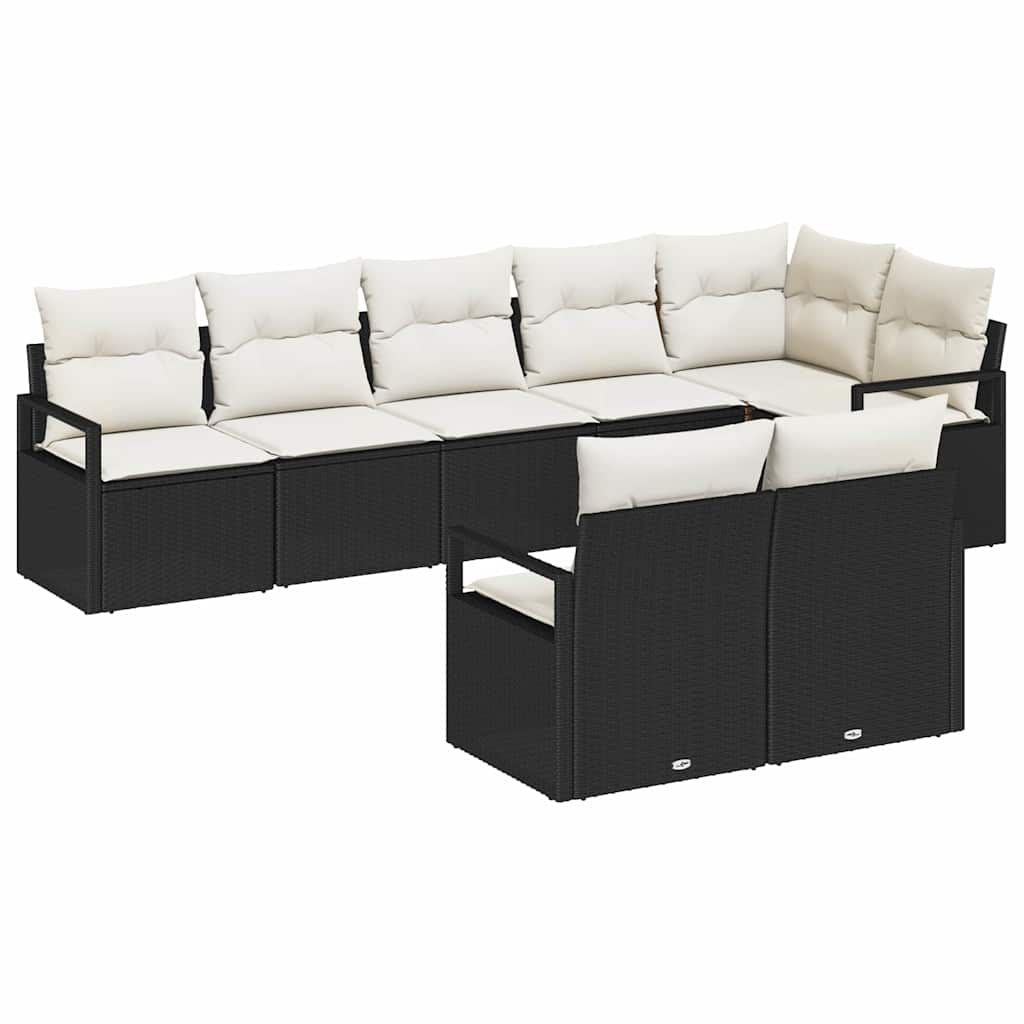 vidaXL Zestaw Sof 8 pcs Czarny polirattan