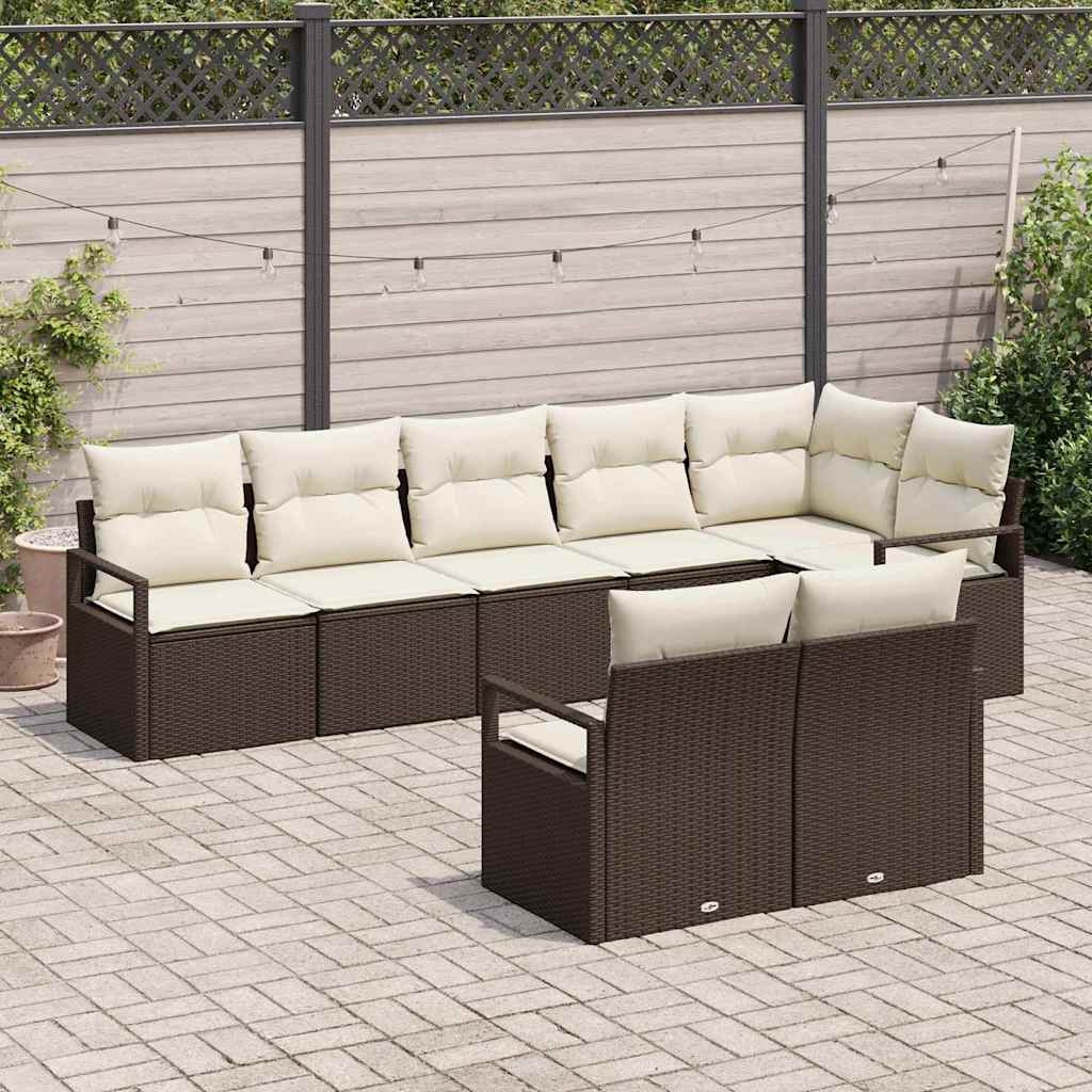 vidaXL Zestaw Sof 8 pcs Brązowy polirattan