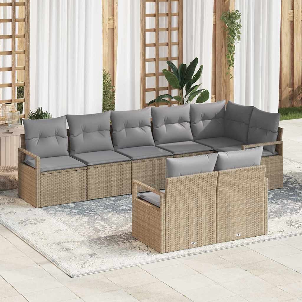 vidaXL Zestaw Sof 8 pcs Beżowy polirattan