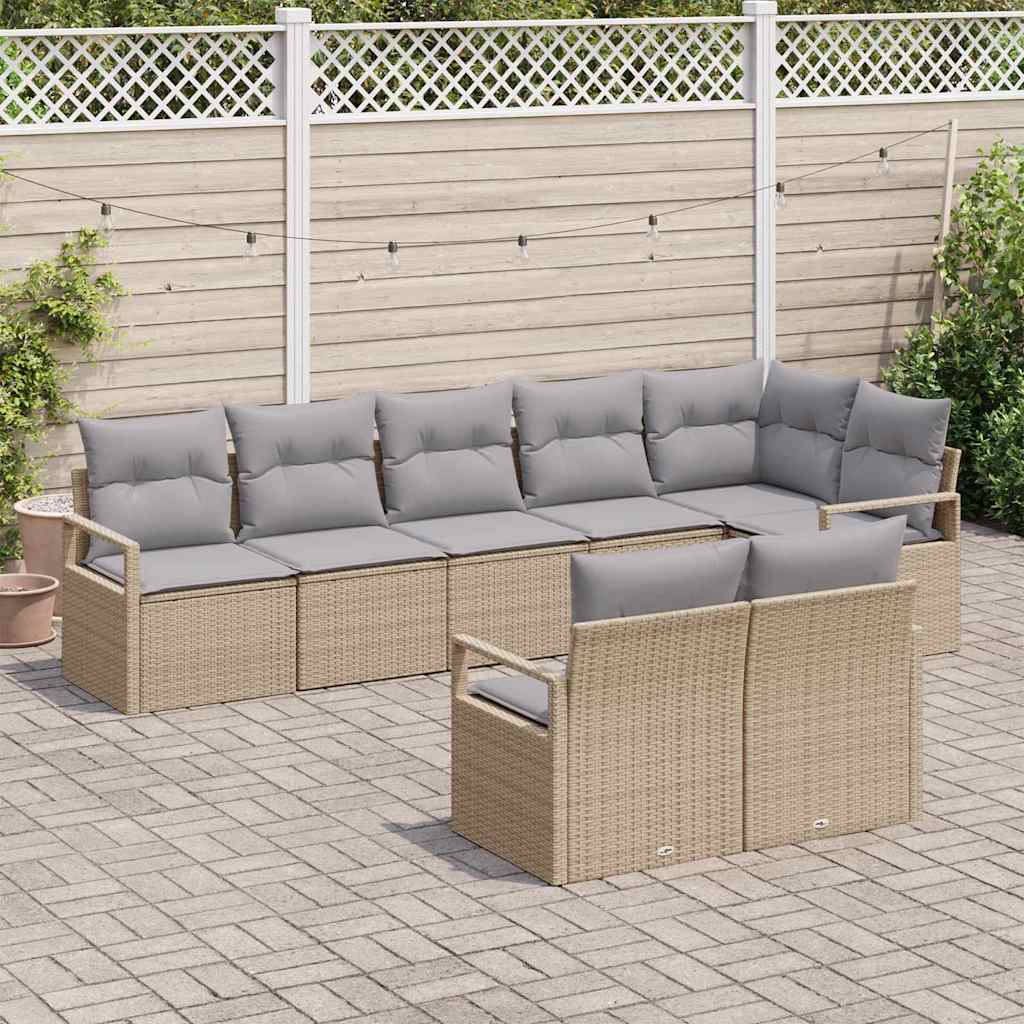 vidaXL Zestaw Sof 8 pcs Beżowy polirattan