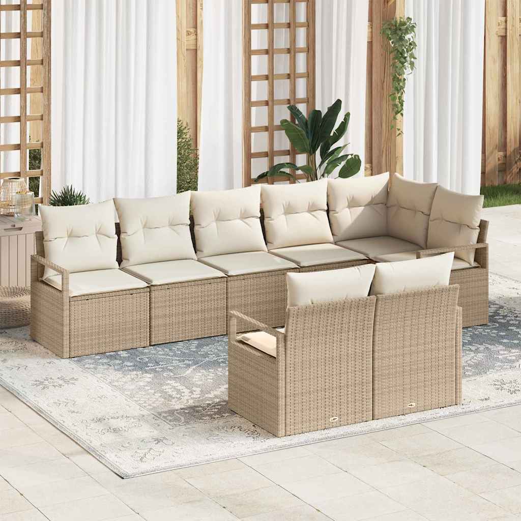 vidaXL Zestaw Sof 8 pcs Beżowy polirattan
